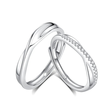 FDJZ-159 925 Sterling Silver Lines Twining Romantic Adjustable Couple Rings