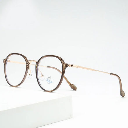 New Simple Antiblue Light Glasses TR90 Eyeglasses Frame Unisex Lightweight Round Metal Glasses Frame Match Degree Glasses