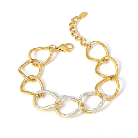 Hip Hop Style Punk Creative Minimalist Jewelry PVD 18k Gold Plated Stainless Steel Circle Shape Splicing Cubic Zircon Bracelet