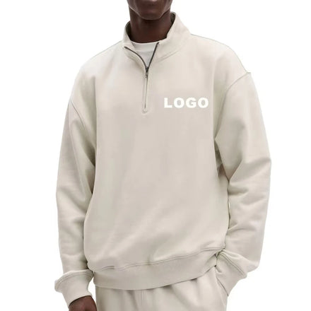Heavy Half Access Control Zipper Stand Collar Sports Hoodie Men Fall Casual Fashion Sweatshirt Trend