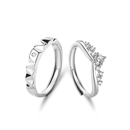 FDJZ-270 925 Sterling Silver Ring Adjustable Diamond Zircon Crown Women Rings Irregular Waves Men Couple Rings