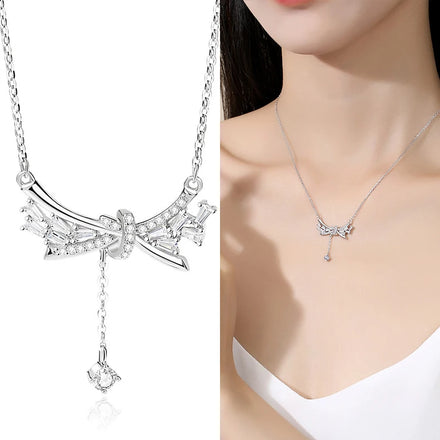 FDXZ-228 Original Design 925 Silver Bow Tassel Necklace Simplicity Top Quality Exquisite Design Charm Birthday Gift
