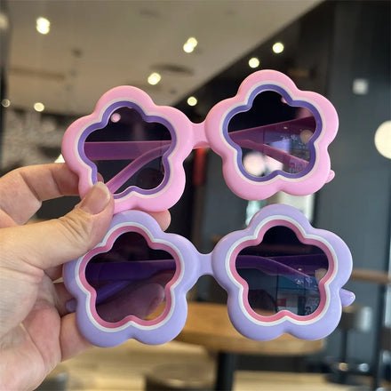 Fashion New Children Sunglasses Flower Round Thick Frame Cute Baby Sun Glasses Blue/yellow UV400 Sun protection Kids Sunglasses