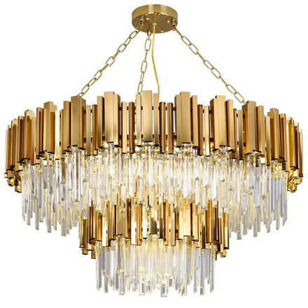 Custom Luxury Gold Pendant Light Fixture Incandescent Bulbs Warm White Villa Illumination for Living Room