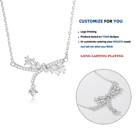 FDXZ-227 Original Design 925 Silver Bow Tassel Necklace Simplicity Top Quality Exquisite Design Charm Birthday Gift