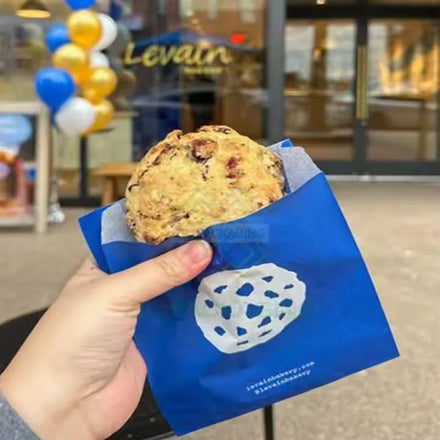 Customized Eco Friendly Grease Oil Resistant Paper Bag for Cookie Donuts Crepe Macaron Bakery Crepe Foods Your Own Logo