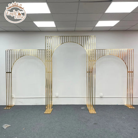 2024 Hot Selling Metal Golden Wedding Arch Backdrop Party Flower Stand Decorations Background for Event