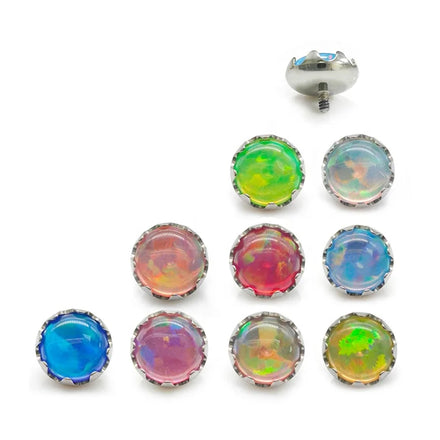 Astm F136 Titanium Internally Threaded Jelly Opal Cz Cartilage Flat Back Earrings Body Piercing Jewelry Gold Plated for Gift