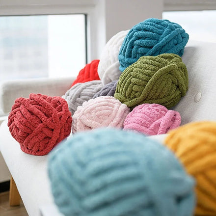Wholesale Knitting Ornament Jumbo Thick Hand DIY Polyester Chenille Chunky Yarn Tube Yarn Super Soft Furry Multipurpose Usage