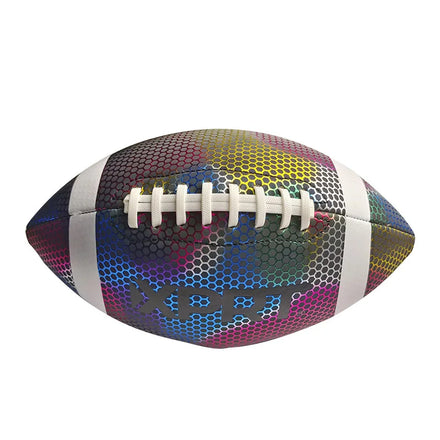 Custom Embossed Logo Holographic Reflective Glow-in-the-Dark American Football Made of PU Composite Leather