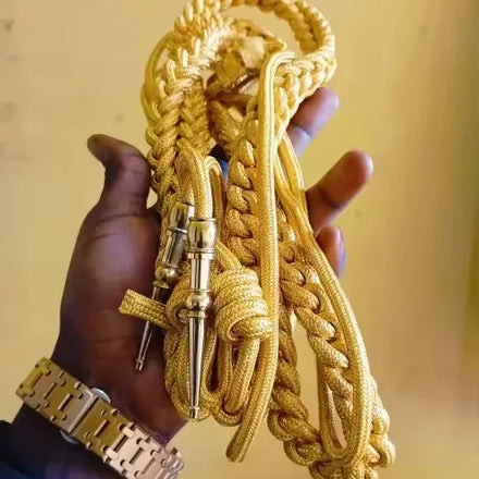 Durable Gold Aiguillette Shoulder Cord Uniform Decoration Ribbon With Pendant