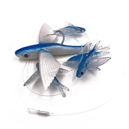 Customised Hook Rigged Flying Fish Lure Teaser Set Soft PVC Mesh Fishing Bag for River Lake Stream Saltwater Tun Fishing Tackle