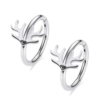 Vintage F136 Titanium Christmas Antler Nose Ring Hinged Segment Body Piercing Jewelry Gold Plated Unisex for Wedding Gift