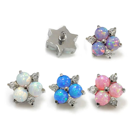 New ASTM F136 Titanium Internally Threaded Opal Flower Cartilage Flat Back Earrings Gold Vintage Body Piercing Jewelry for Gifts