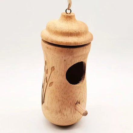 Mini Modern Dream Sun Hanging Wooden Bird Nest Hummingbird House Outdoor Garden Decor for Courtyard