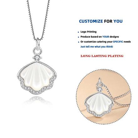 FDXZ-066 Exquisite Silver Shell Shape Pendant Necklace for Women Fashion Personality Daily Accessory Party Jewelry Birthday Gift