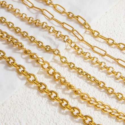 Tarnish Free Wholesale Chunky Stainless Steel 18K Gold Plated O Oval Link Chain for Women Fashion Jewelry Necklaces