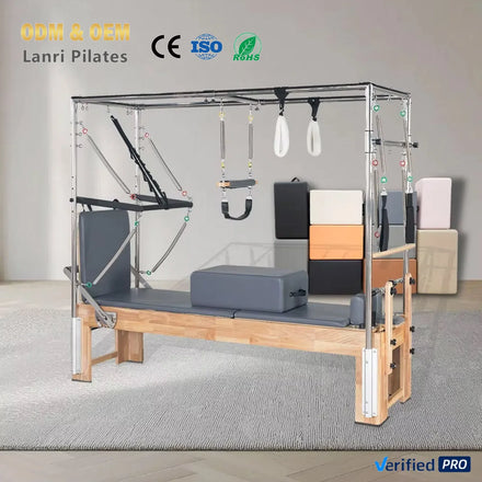 Commercial Oak Cadillac 3-in-1 Pilates Reformer Customized Leather Adjustable for Body Pilates Training