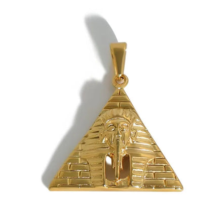 2025 Trendy Jewelry PVD Gold Plated Egyptian Pyramid Charm Stainless Steel Egypt Pharaoh Pendant for Women Men Necklace