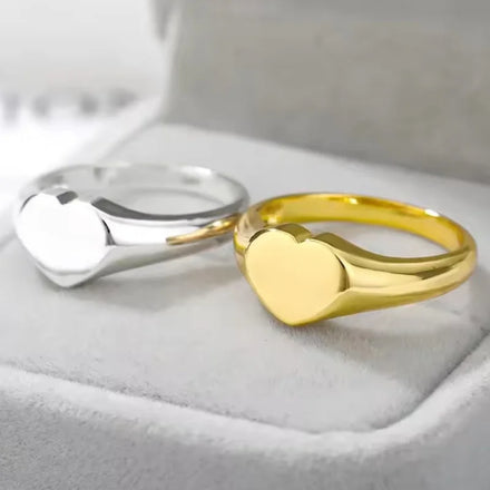 2025 Couple Heart Signet Ring 316L Stainless Steel Punk Style Geometric Jewelry Personalized Ring for Women Valentine's Day Gift