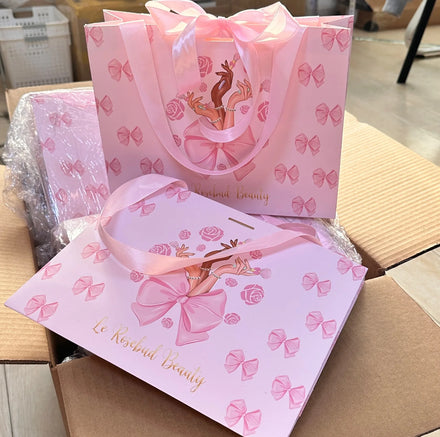 Wholesale Custom Paper Bags With Logo Pink Makeup Paper Bag and Jewlery Shopping Bag