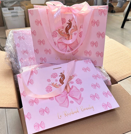 2025 Wholesale Custom Paper Bags With Logo Pink Makeup Paper Bag and Jewlery Shopping Bag