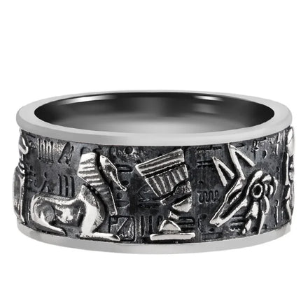 BOCAI S925 Retro God Egyptian Pattern Sterling Silver Rings Pure Argentum Punk Jewelry Wholesale Men Women