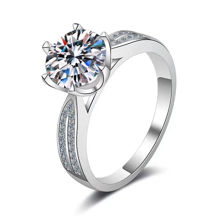 BOCAI 2 Karat Moissanite Ring Six Claw Starlight Queen Design 925 Sterling Silver Factory Direct Wholesale