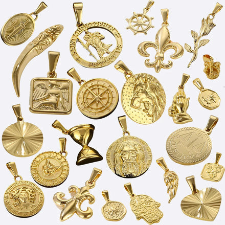 Designer Custom Diy Rose Flower Compass Charms Jesus Praying Hands Charm 18k PVD Stainless Steel Waterproof Charms for Women