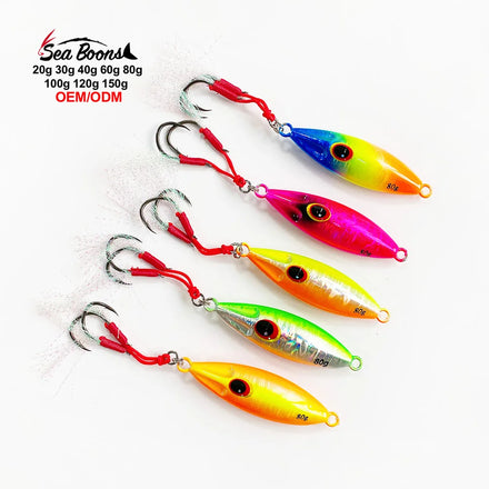 Hot Sale OEM Fishing Lure Slow Bee Jig 10g-150g UV Lead for Stream Ocean Boat Fishing Jigging Sinking Metal Lure with Hook