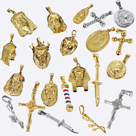 Wholesale PVD18K Gold Plated Stainless Steel Christian Religious Jesus Charm Crucifix Cross Pendant for Women Men Jewelry Making