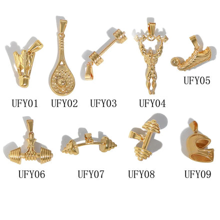 Stainless Steel Sport Series Bat Basketball Rugby Baseball Racket Sports Trainer Shoe Pendant Charms for DIY Jewelry Hip Hop Men