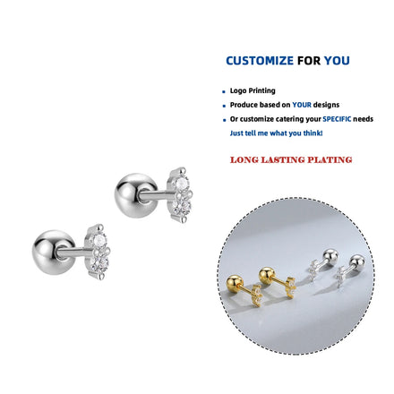 LE113 Vintage 925 Sterling Silver Small Horse Eye Wholesale Designer Fashion Fine Jewelry Gold Plated Screw Back Earring Women