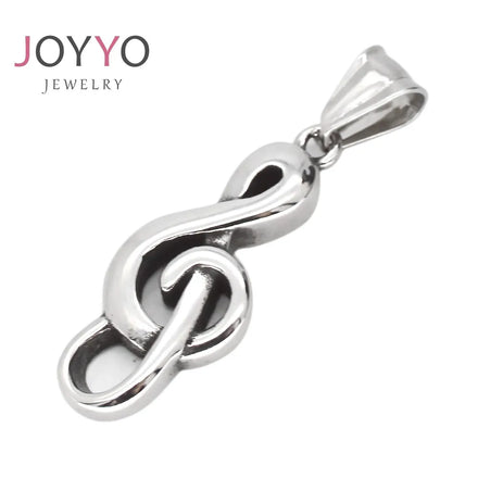 Treble Clef Necklace Silver Music Charm Stainless Steel Musical Notes Pendant Music Symbol Gifts for Her Him