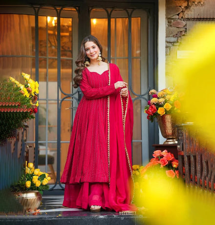 Indian Ethnic Cotton Georgette Slim Moisture Wicking Reversible Heavy Sequence Work Salwar Kameez for Wedding Party Festival