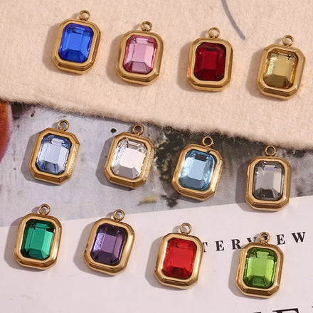 13.5*9mm Mini Quietly Brilliant Birthstone Pendant for DIY Handmade Jewelry with Colored Zircon and Stainless Steel Accessories