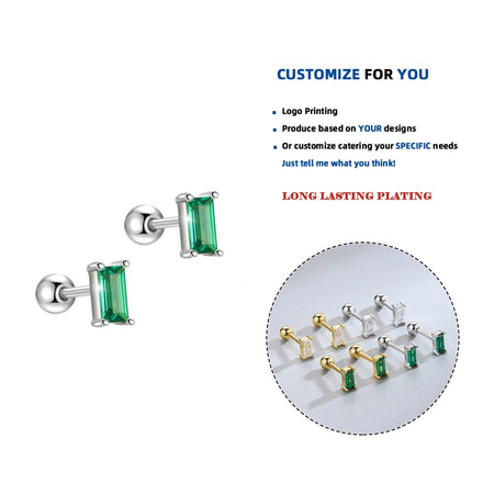 LE125 Fashion Single Square Crystal Stud Earrings for Women Simple Temperament Banquet Party Jewelry Accessories Gift