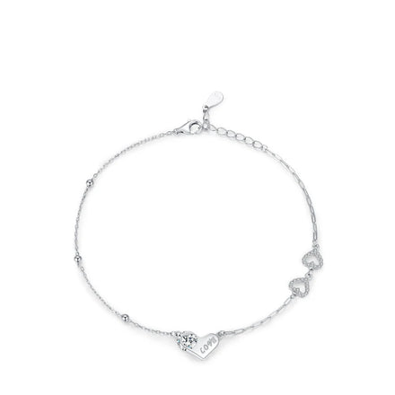 SL1685 925 Sterling Silver Charm Romantic Love Heart Sparkling CZ Chain Link Bracelet for Women Wedding Statement Fine Jewelry