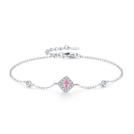 SL2053 925 Sterling Silver Beautiful Colored Zircon Geometric Design Adjustable Bracelet for Women Girl Gift Modern Jewelry