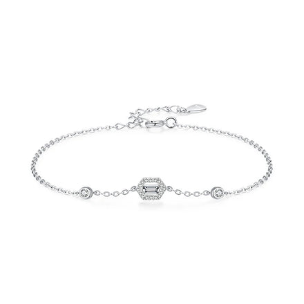 SL1636 925 Sterling Silver Fashion Geometric Design Dazzling CZ Link Chain Bracelet for Women Girls Party Accessories Jewelry