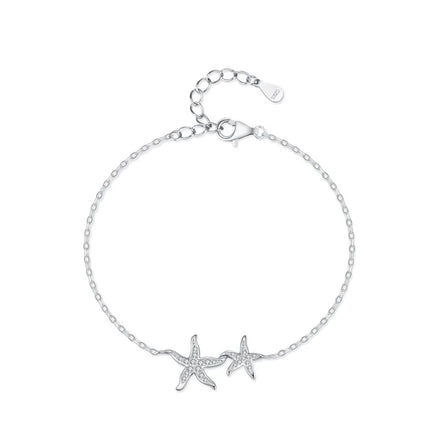 SL1701 Luxury Zircon Ocean Summer Bracelet Fine Jewelry 925 Sterling Silver Starfish Flash Adjustable Bracelets for Women