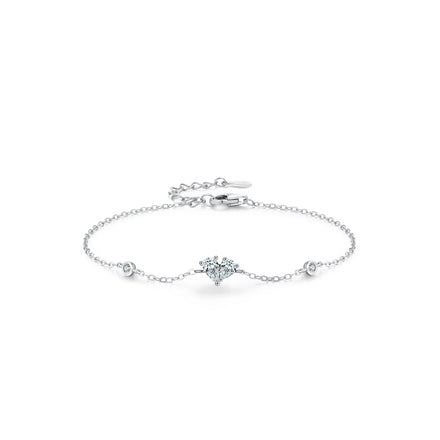 SL2046 S925 Sterling Silver Heart Bracelet Fine Jewelry Silver Adjustable Bracelet for Women Girl Female Valentine's Day Gift