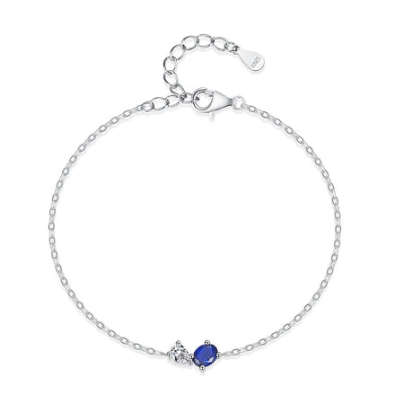 SL1805 925 Sterling Silver White Blue Zircon Chain Bracelet for Women Geometric Design Wedding Party Jewelry