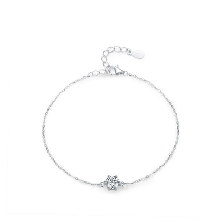 SL1659 925 Sterling Silver Classics Round Sparkling Clear CZ Chain Type Bracelet for Women Wedding Engagement Jewelry Gifts