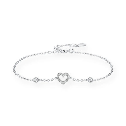 SL1627 925 Sterling Silver Charm love Heart Sparkling Zirconia Chain Bracelet for Women Girls Birthday Party Accessories Jewelry