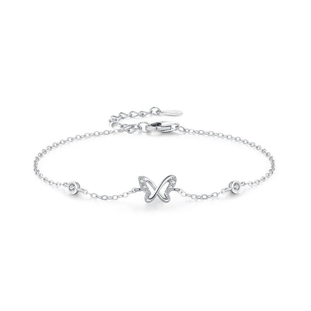SL2039 925 Sterling Silver Cute Hollow Small Butterfly Chain Bracelet for Women's Everyday Vacation and Dating Wear Gift