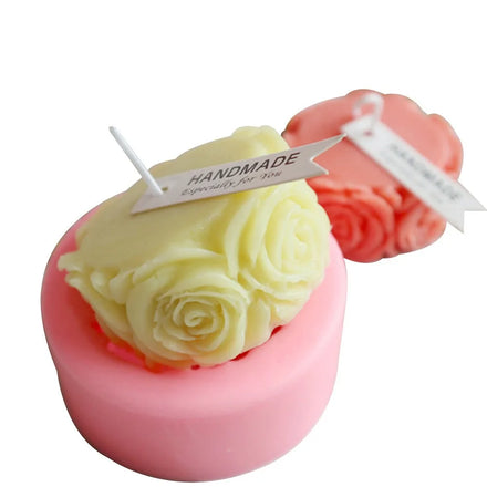 Wholesale Rose Flower Column Candle Molds Valentine's Day Cylinder Resin Casting Mold Silicone Mold for DIY Candle Making
