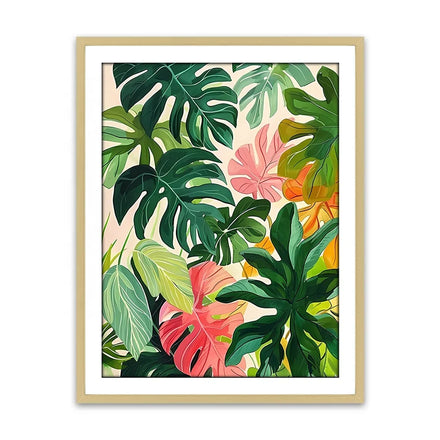 Wholesale Modern Hot Selling Abstract Flower Green Monstera Leaves Canvas Art Prints for Hotel Projects