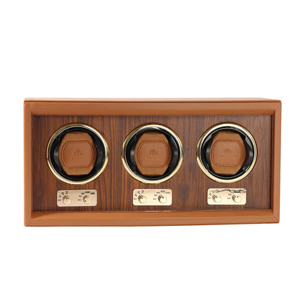 Customized 3-Slot Automatic PU Leather Watch Winder With Storage Box Velvet MDF PC Material Watch Boxes & Cases