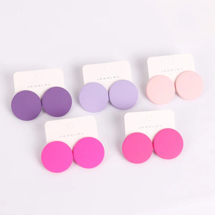 Manufacturer Wholesale Earrings Jewelry Women Simple Sweet Colorful Round Y2K Earrings Acrylic Rubber Feel Fashion Earrings